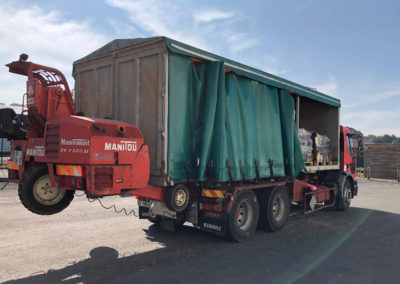 Livraison en tautliner des big bag et palettes Bois Energie Distribution
